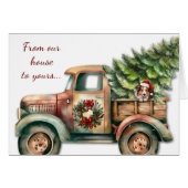 Retro Christmas Truck Sheltie Dog Kaart (Voorkant Horizontaal)
