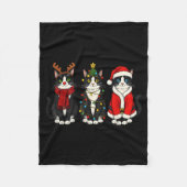Retro Christmas Tuxedo Cat Santa Reindeer  Fleece Deken (Voorkant)