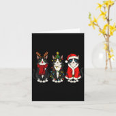 Retro Christmas Tuxedo Cat Santa Reindeer  Kaart (Gele Bloem)