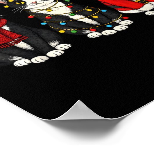 Retro Christmas Tuxedo Cat Santa Reindeer  Poster (Hoek)