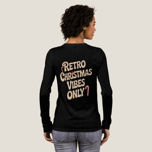 Retro Christmas Vibes Only Groovy Typography Tri-Blend Shirt (Achterkant)