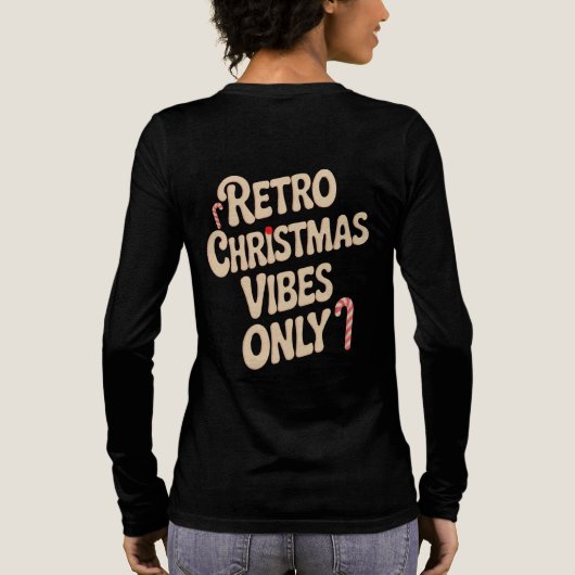 Retro Christmas Vibes Only Groovy Typography Tri-Blend Shirt (Achterkant)