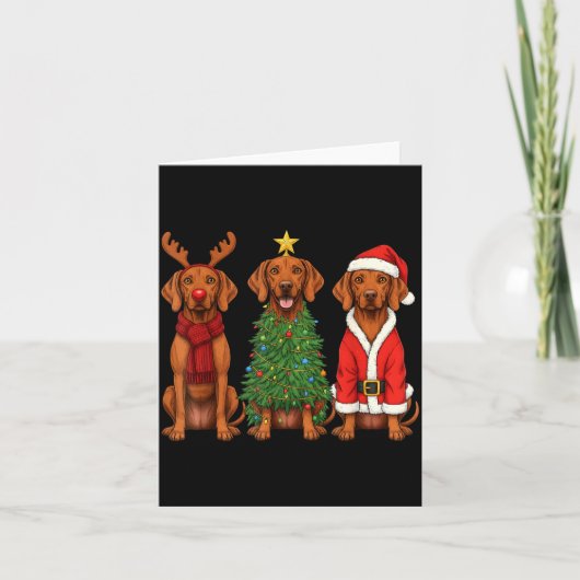 Retro Christmas Vizsla Santa Reindeer Dog Lover  Kaart (Voorkant)