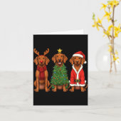 Retro Christmas Vizsla Santa Reindeer Dog Lover  Kaart (Gele Bloem)
