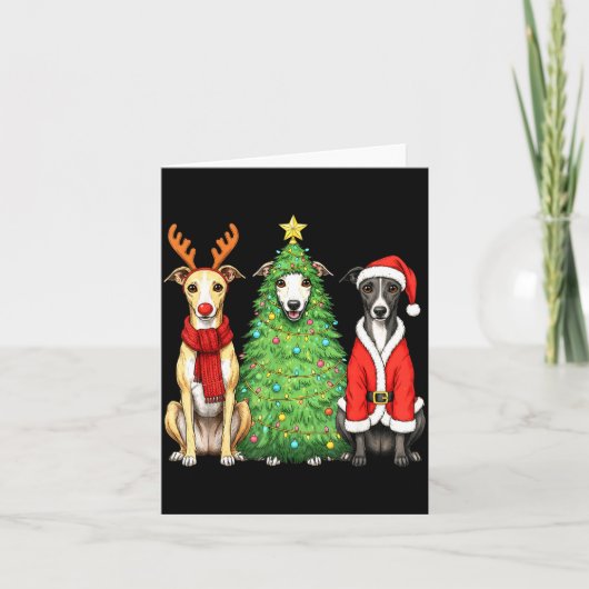 Retro Christmas Whippet Santa Reindeer Dog Lover  Kaart (Voorkant)