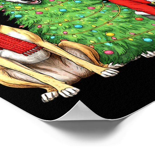 Retro Christmas Whippet Santa Reindeer Dog Lover  Poster (Hoek)