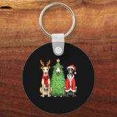Retro Christmas Whippet Santa Reindeer Dog Lover  Sleutelhanger (Voorkant)