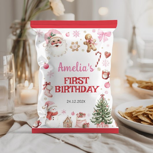 Retro Christmas Winter Birthday Chip Bag Wrapper Flyer