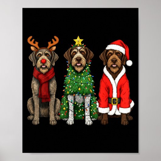 Retro Christmas Wirehaired Inting Griffon Santa Re Poster (Voorkant)