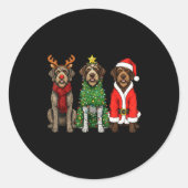 Retro Christmas Wirehaired Inting Griffon Santa Re Ronde Sticker (Voorkant)