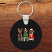 Retro Christmas Wirehaired Inting Griffon Santa Re Sleutelhanger (Voorkant)
