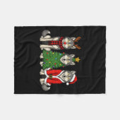 Retro Christmas Wolf Santa Reindeer  Fleece Deken (Voorkant (Horizontaal))