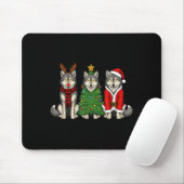 Retro Christmas Wolf Santa Reindeer  Muismat (Met muis)