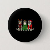 Retro Christmas Wolf Santa Reindeer Ronde Button 5,7 Cm (Voorkant)