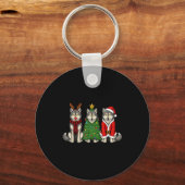 Retro Christmas Wolf Santa Reindeer Sleutelhanger (Voorkant)