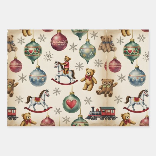  Retro Christmas Wrapping Paper Flat Sheet (Voorkant 2)