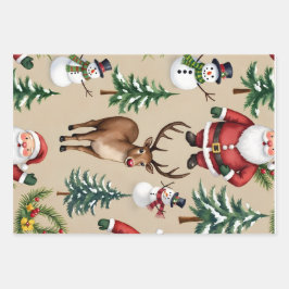  Retro Christmas Wrapping Paper Flat Sheet