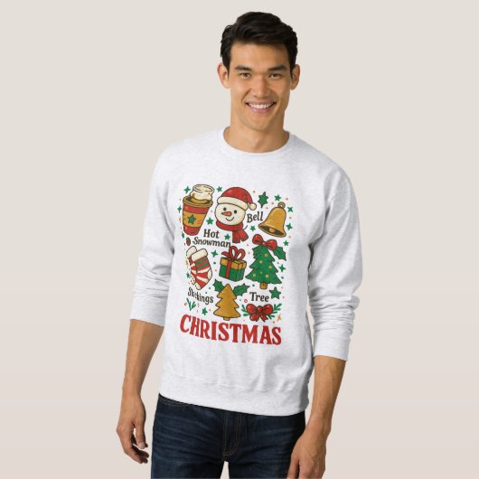 Retro Christmas Xmas Doodles Trui (Voorkant volledig)