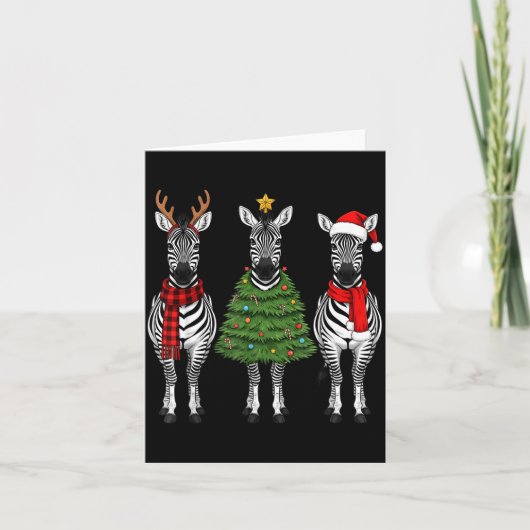 Retro Christmas Zebra Santa Reindeer Safari Animal Kaart (Voorkant)
