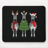 Retro Christmas Zebra Santa Reindeer Safari Animal Muismat (Voorkant)