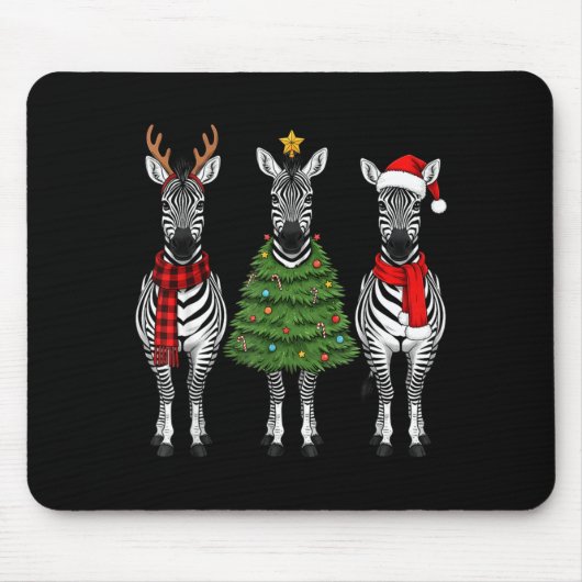 Retro Christmas Zebra Santa Reindeer Safari Animal Muismat (Voorkant)