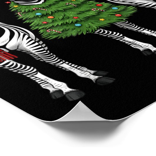 Retro Christmas Zebra Santa Reindeer Safari Animal Poster (Hoek)