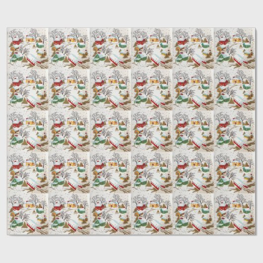 , Retro Chritmas Wrapping Paper Cadeaupapier (Vlak)