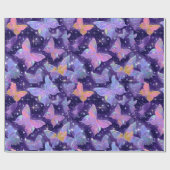 Retro Chrome Hearts en vlinders Cadeaupapier (Vlak)