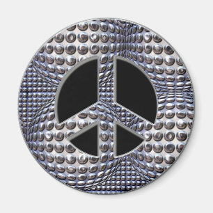 RETRO CHROME PEACE SIGN MAGNEET