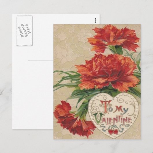 Retro Chrysanthemum Valentijn Kaart (Voorkant / Achterkant)