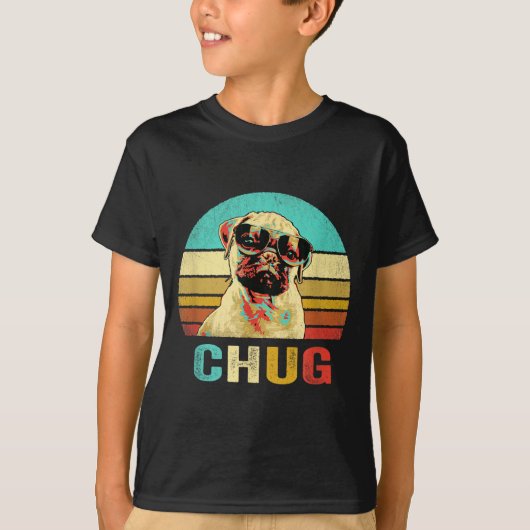 Retro Chug T-shirt Hond Zonsondergang (Voorkant)