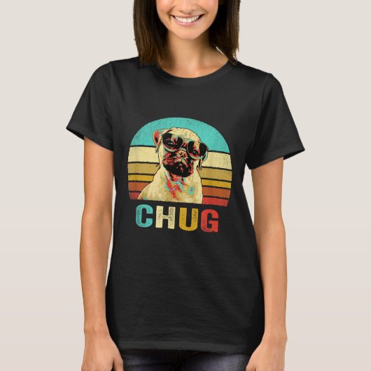 Retro Chug T-shirt Hond Zonsondergang (Voorkant)