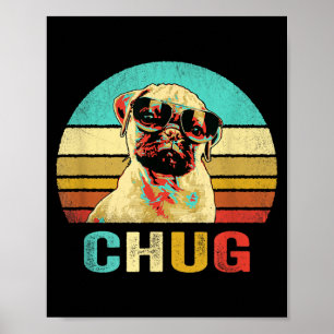 Retro Chug T-shirt Hond Zonsondergang Poster