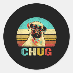 Retro Chug T-shirt Hond Zonsondergang Ronde Sticker