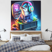 Retro Chunky Sardine Gamer Deep Sea Vibes Art Canvas Afdruk (Insitu (Slaapkamer))