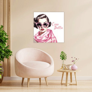 Retro  Ciao Bella La Dolce Vita Canvas Afdruk