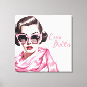 Retro Ciao Bella La Dolce Vita Canvas Afdruk (Voorkant)