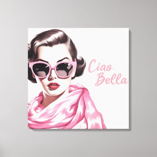 Retro Ciao Bella La Dolce Vita Canvas Afdruk (Voorkant)