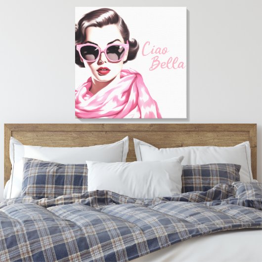 Retro Ciao Bella La Dolce Vita Canvas Afdruk (Insitu (Slaapkamer))