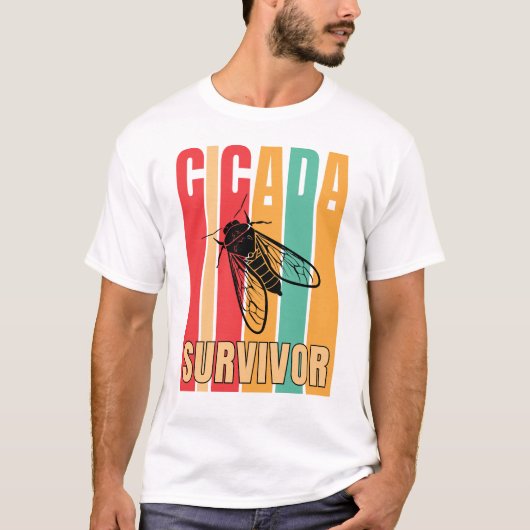Retro CICADA OVERLEVENDE T-shirt (Voorkant)
