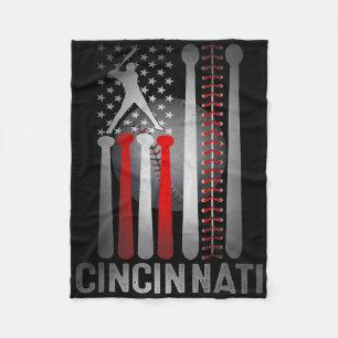 Retro Cincinnati Amerikaanse Vlag Versleten Baseba Fleece Deken