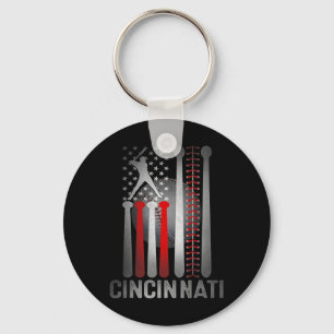Retro Cincinnati Amerikaanse Vlag Vervallen Honkba Sleutelhanger