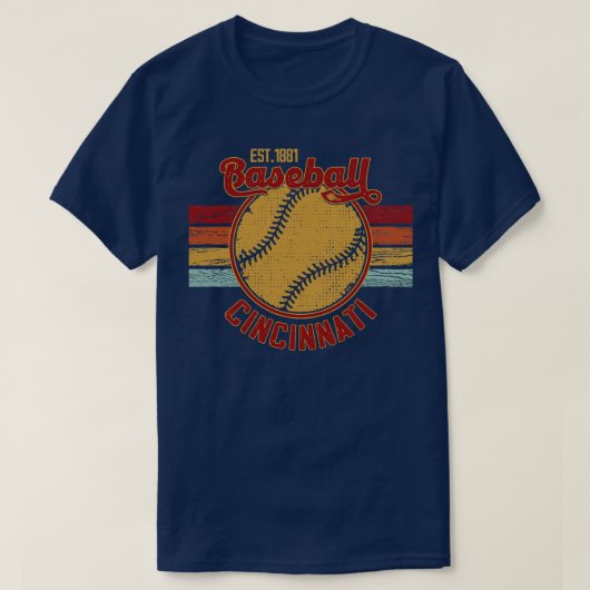  Retro Cincinnati Baseball EST 1881 Basebal T-shirt (Design voorkant)