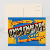 Retro Cincinnati Groet  Briefkaart (Voorkant / Achterkant)