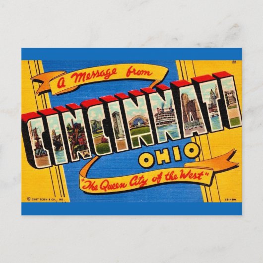 Retro Cincinnati Groet  Briefkaart (Voorkant)