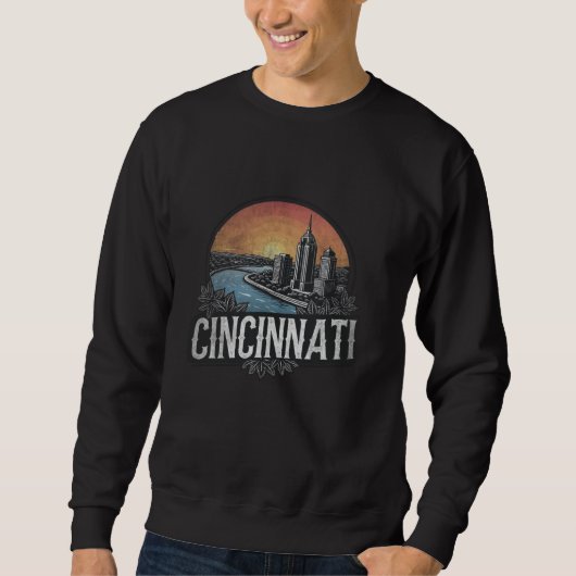 Retro Cincinnati Landschap Vintage Souvenir Trui (Voorkant)