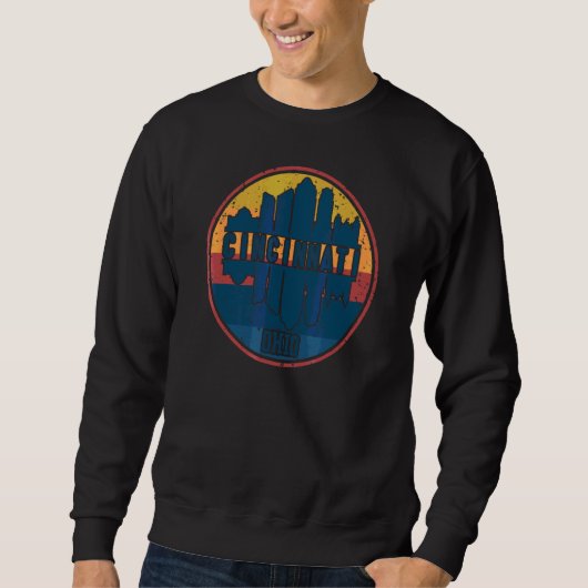 Retro Cincinnati Ohio Downtown City Skylin Trui (Voorkant)