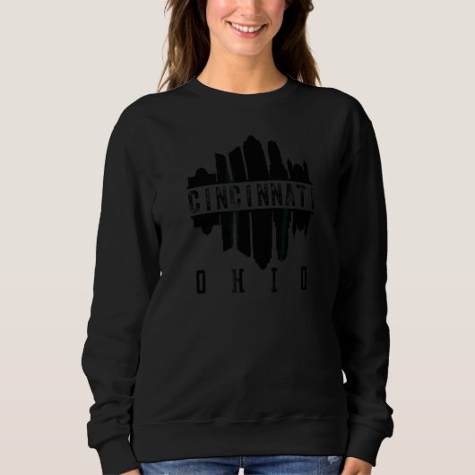 Retro Cincinnati Ohio Downtown City Skylin Trui (Voorkant)