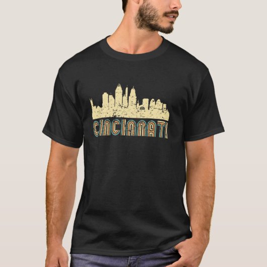 Retro Cincinnati Skyline  stadsgezicht Cincinn T-shirt (Voorkant)