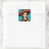 Retro Cinco de Mayo Fiesta Party Favoriet Vierkante Sticker (Tas)